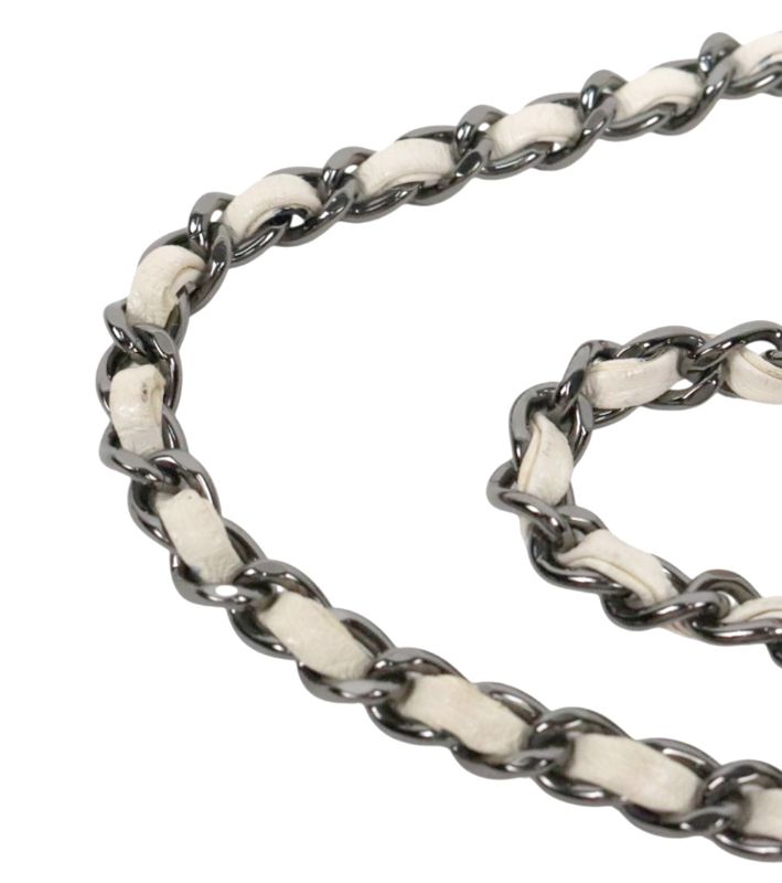 Chanel White Logo Quilted CC Chain Shoulder Bag with Built-in Chip
