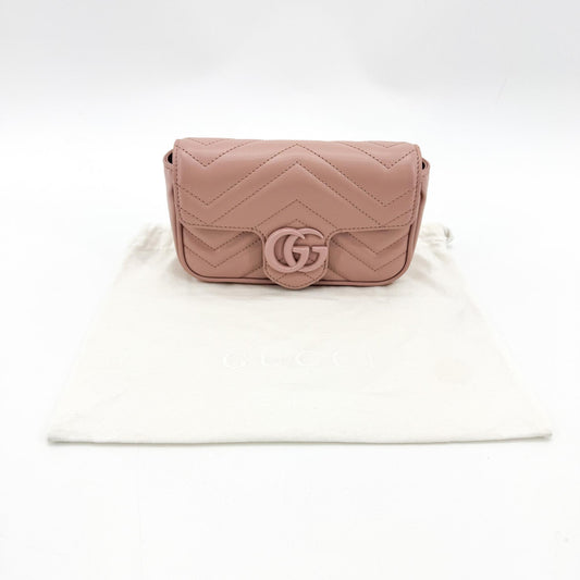 Gucci GG Marmont Super Mini Matelassé Crossbody Bag Pink