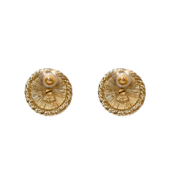 Chanel Round CC Gold Earrings