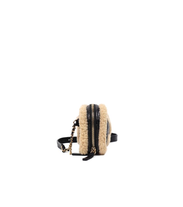 Chanel Black Shearling Big CC Belt Bag