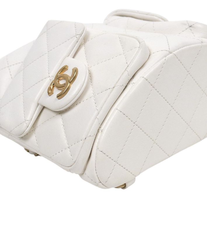 Chanel White Drawstring Two-Pocket Backpack
