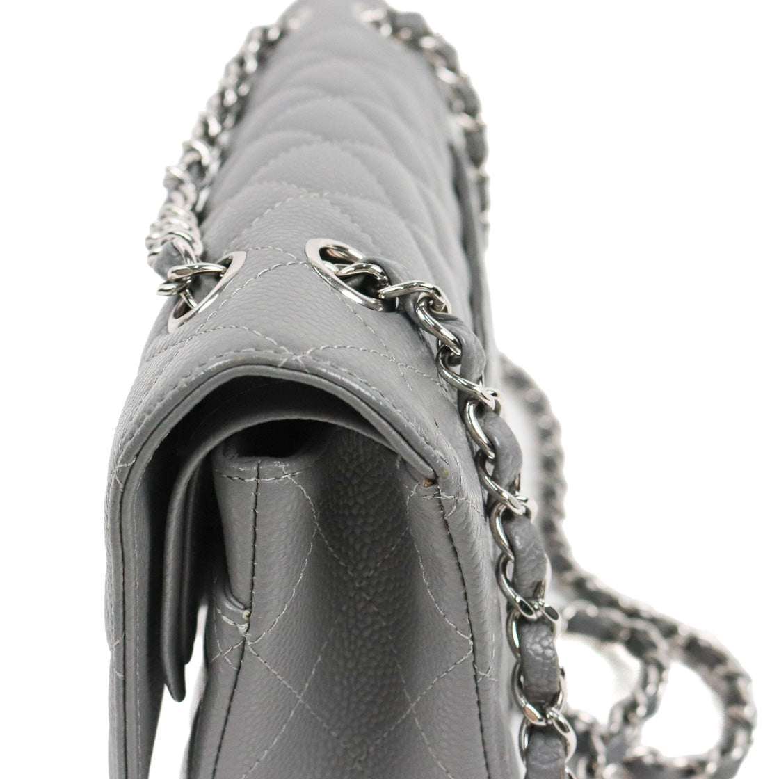 Chanel Gray Medium Caviar Classic Bag with Double Flap