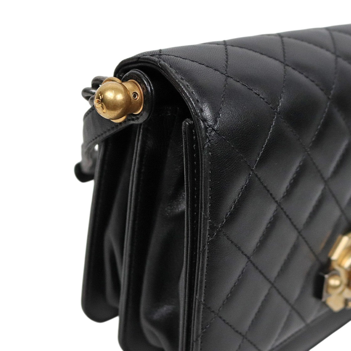 Chanel Black Lambskin Top-Handle Shoulder Bag