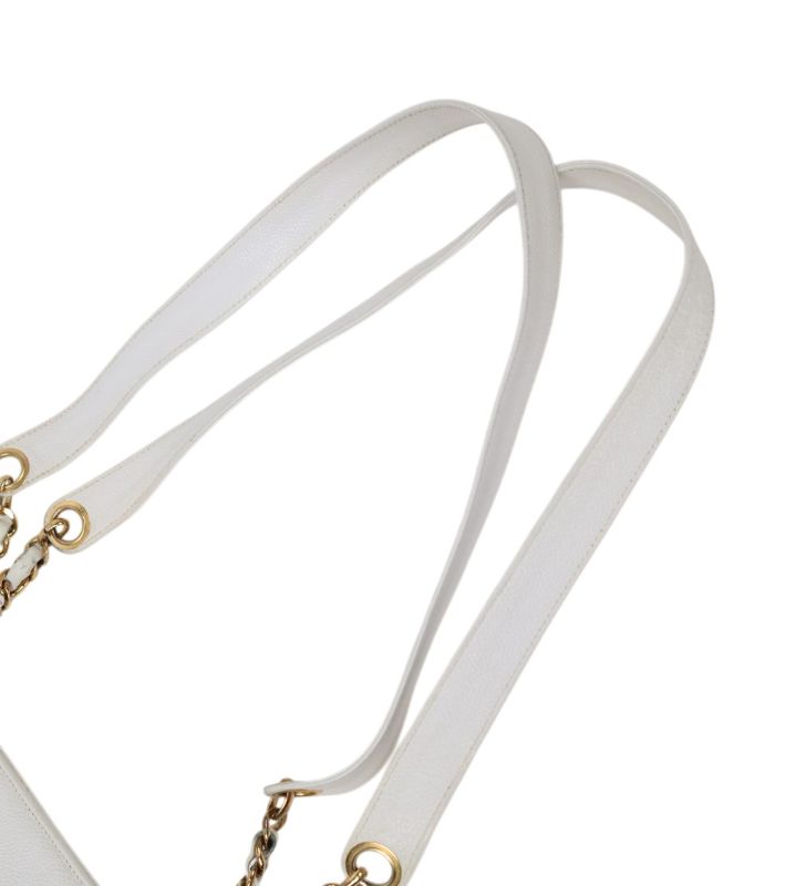 Chanel White Caviar Big CC Chain Shoulder Bag