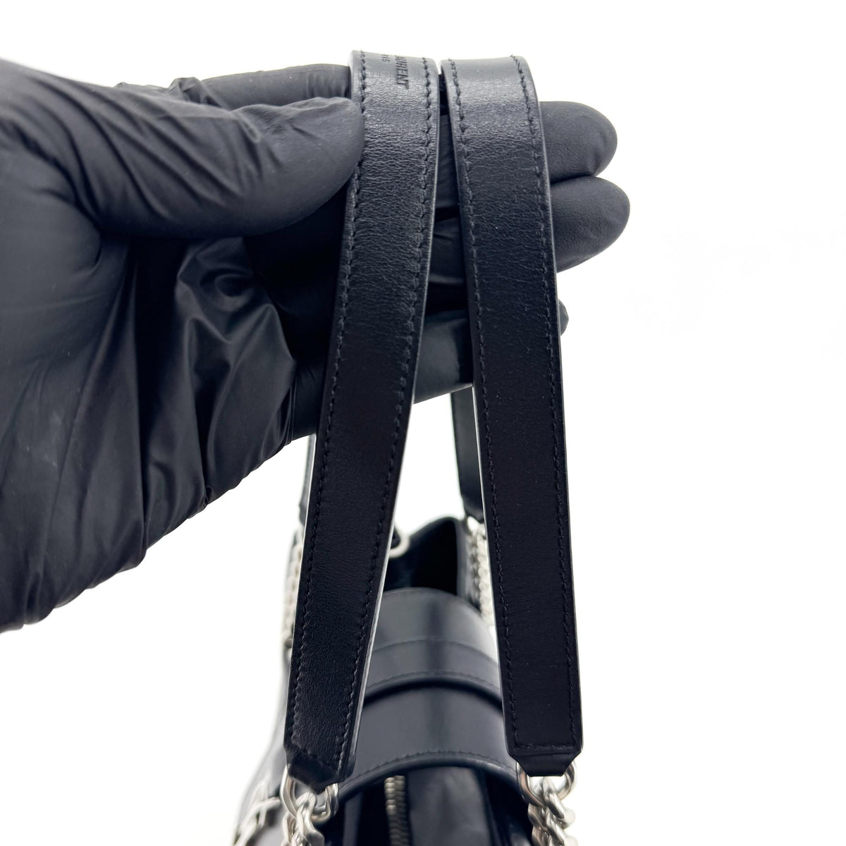 Saint Laurent Loulou Small Chain Crossbody Bag Silver Hardware Black