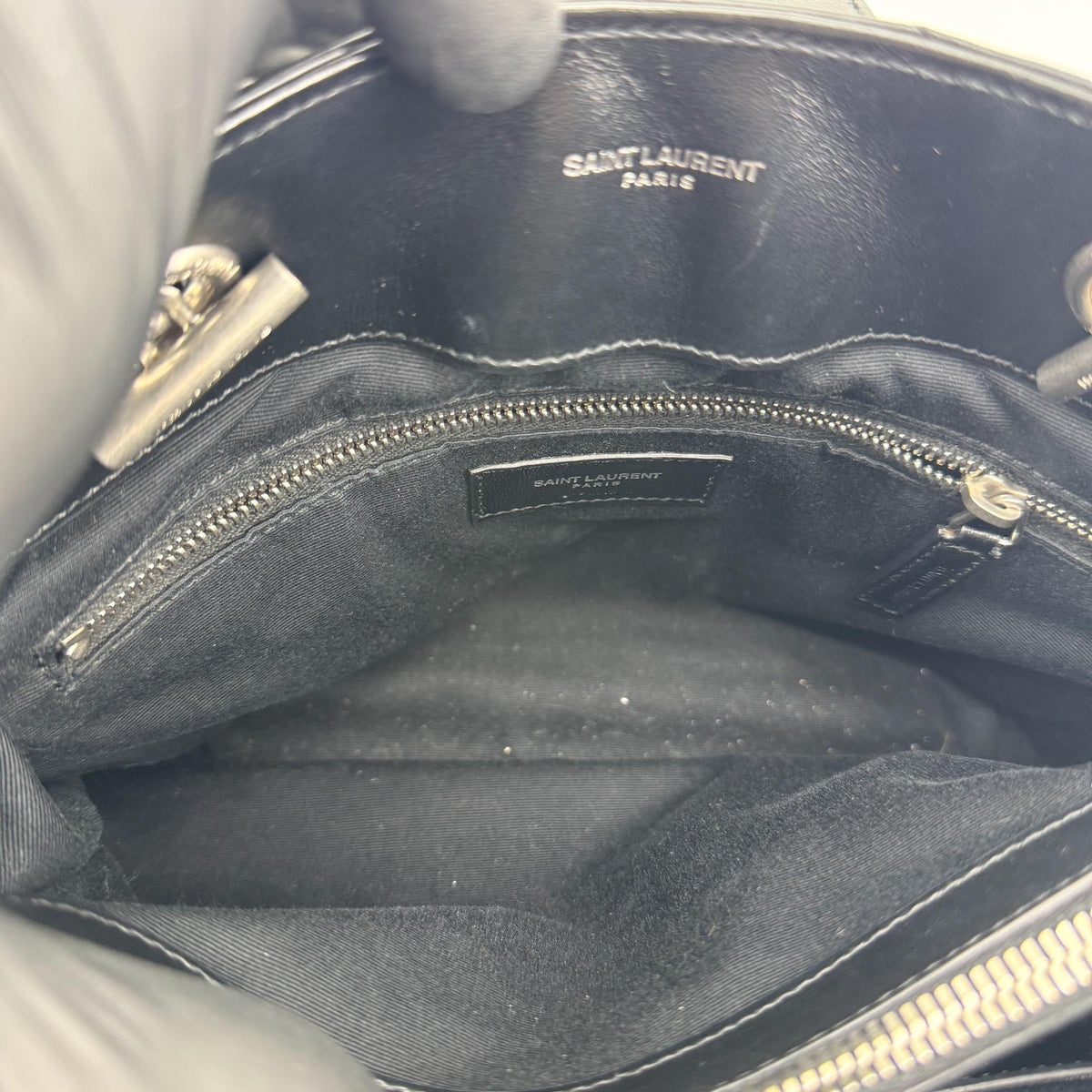 Saint Laurent Loulou Small Chain Crossbody Bag Silver Hardware Black