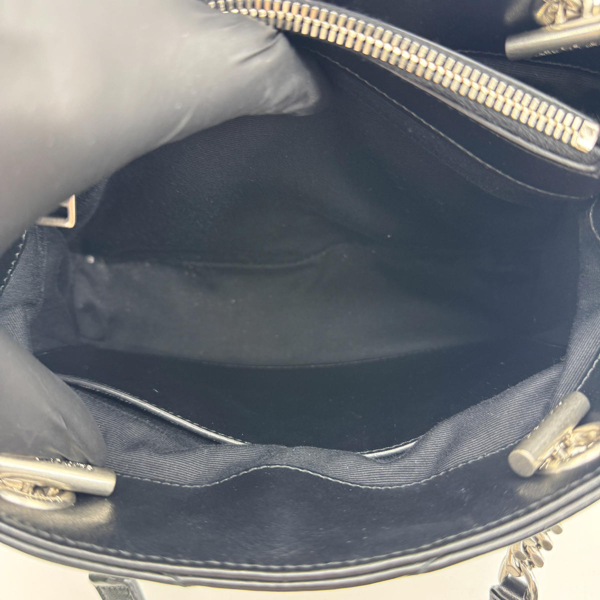 Saint Laurent Loulou Small Chain Crossbody Bag Silver Hardware Black