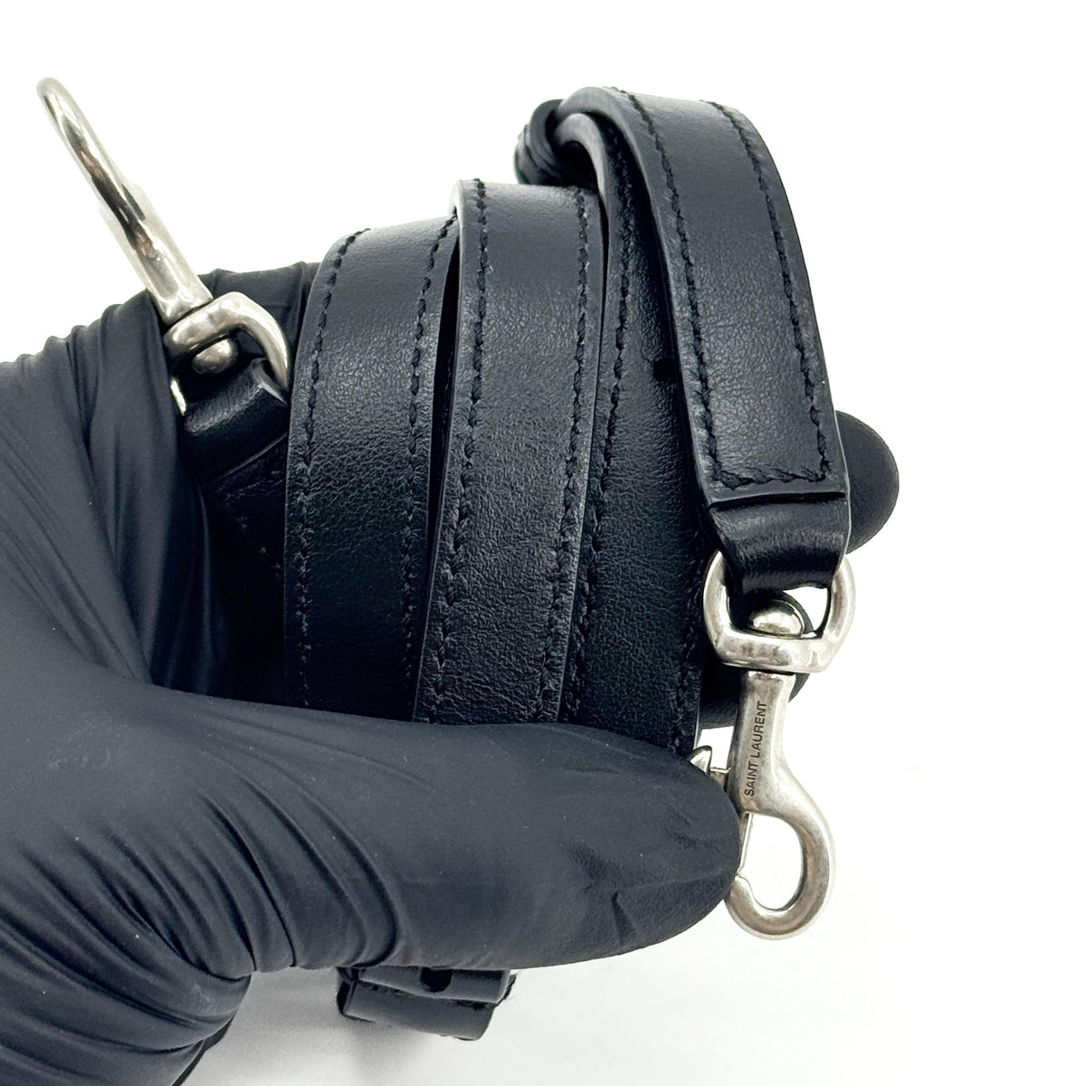 Saint Laurent Loulou Small Chain Crossbody Bag Silver Hardware Black