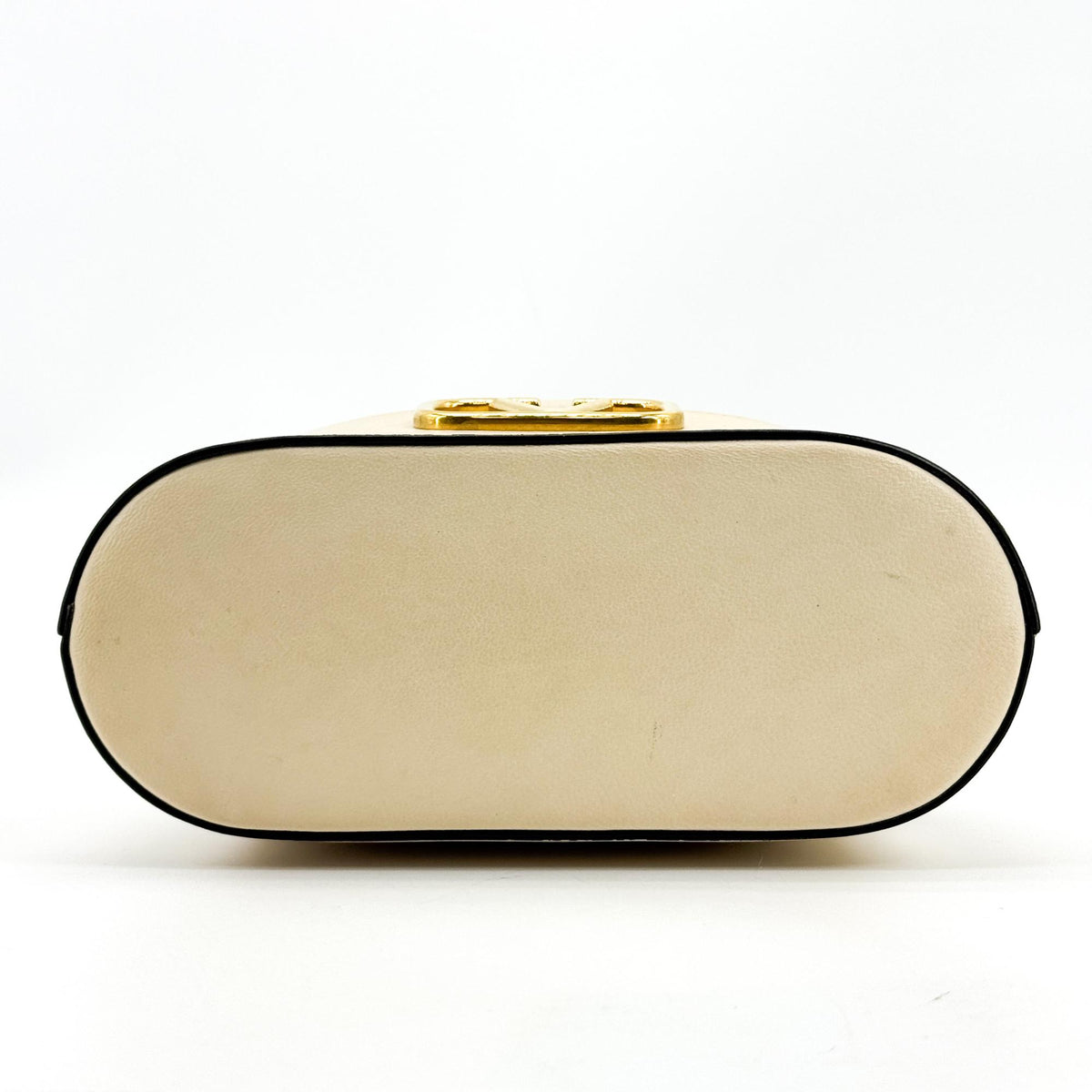 Valentino V-Logo Signature Leather Small Bucket Bag Ecru