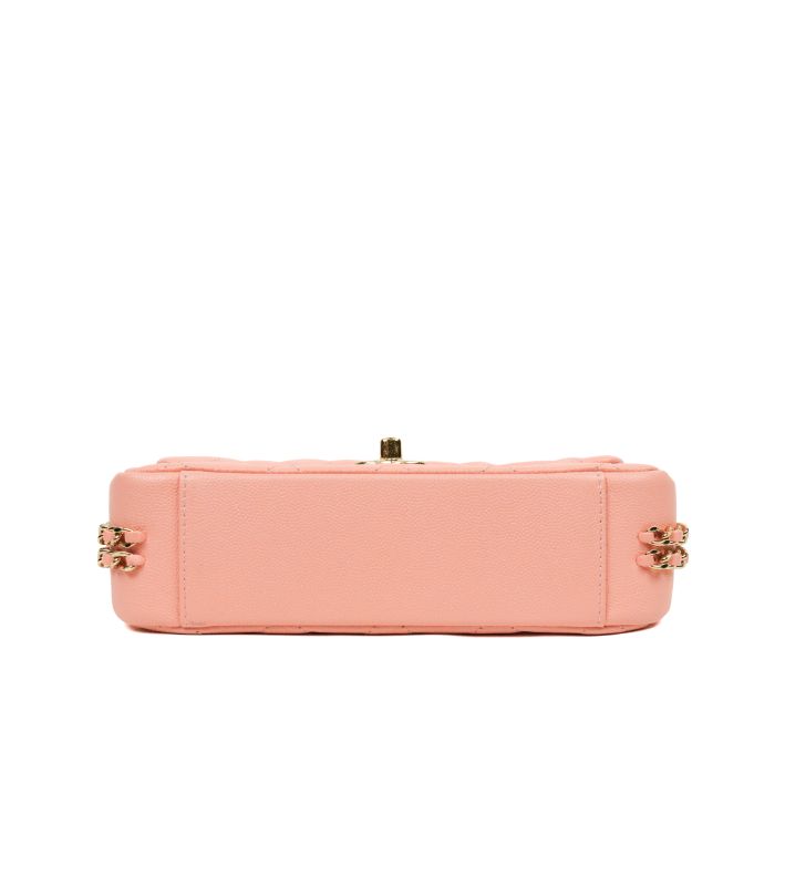 Chanel Pink Caviar Quilted CC Chain Shoulder Bag with Built-in Chip