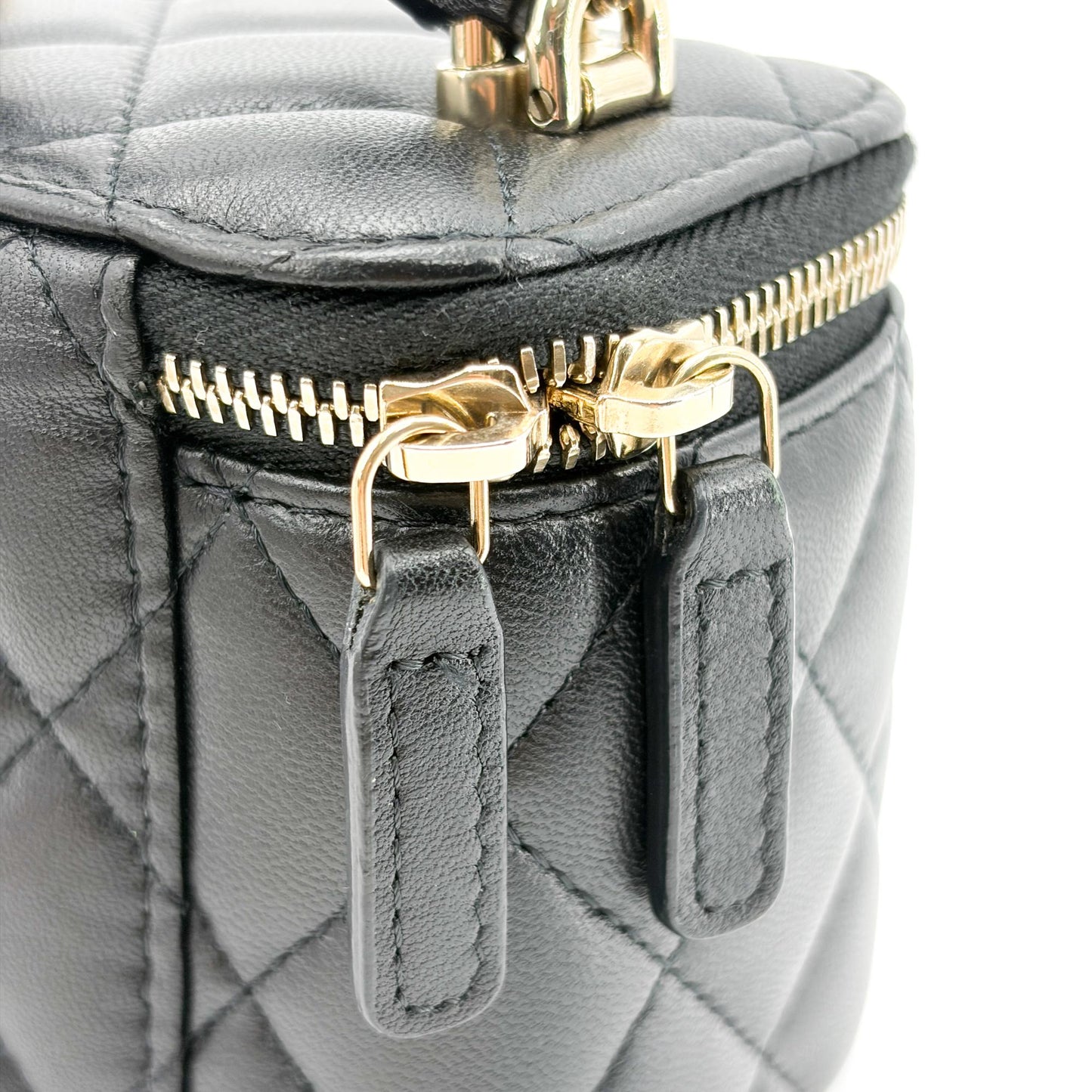 Chanel Mini Vanity Case with Handle Lambskin Gold Hardware Black