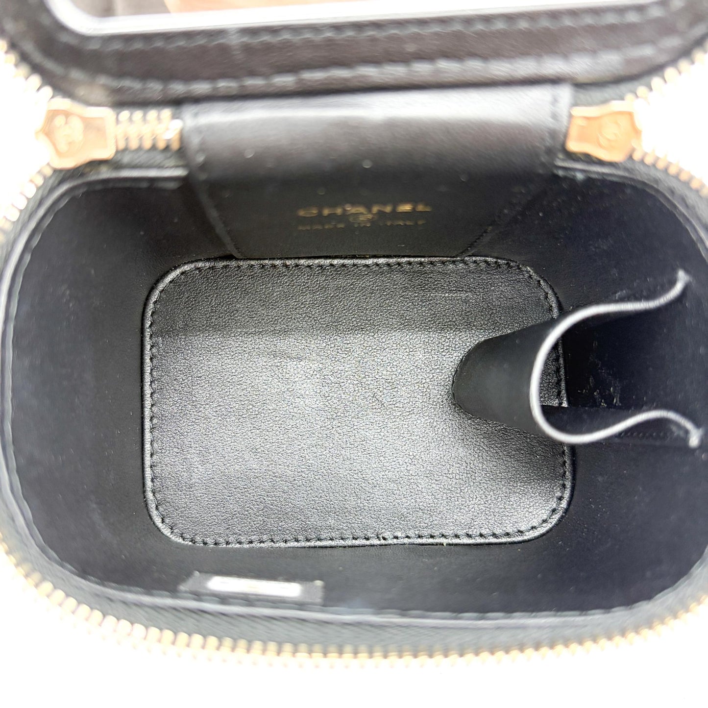 Chanel Mini Vanity Case with Handle Lambskin Gold Hardware Black