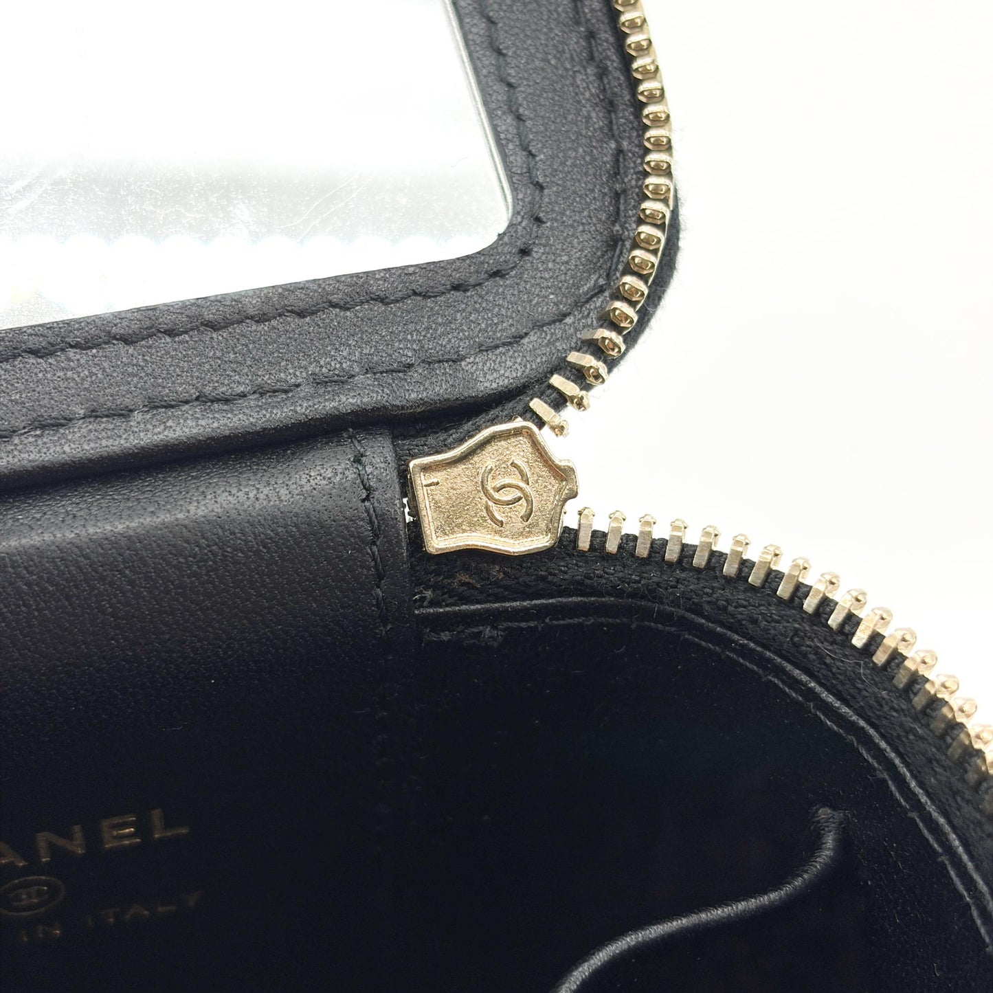 Chanel Mini Vanity Case with Handle Lambskin Gold Hardware Black