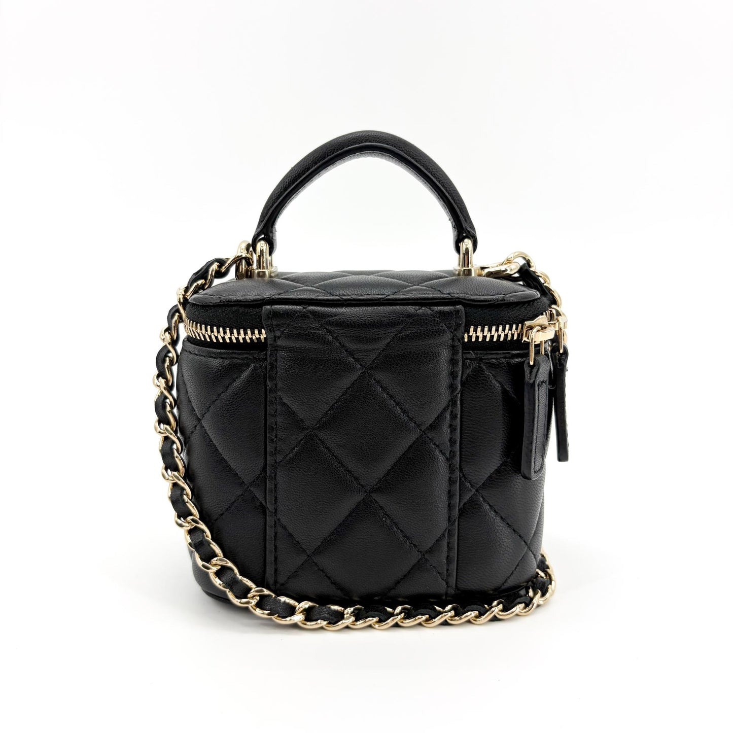 Chanel Mini Vanity Case with Handle Lambskin Gold Hardware Black