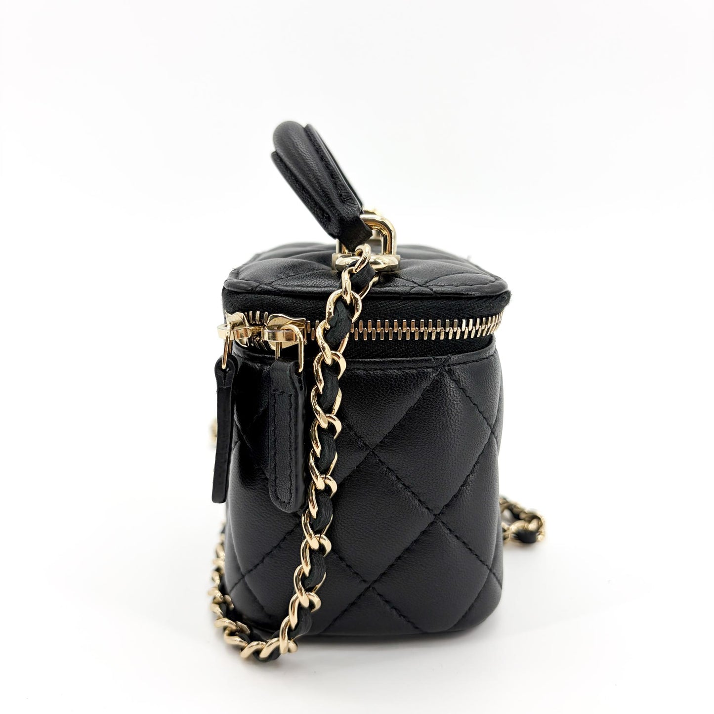 Chanel Mini Vanity Case with Handle Lambskin Gold Hardware Black