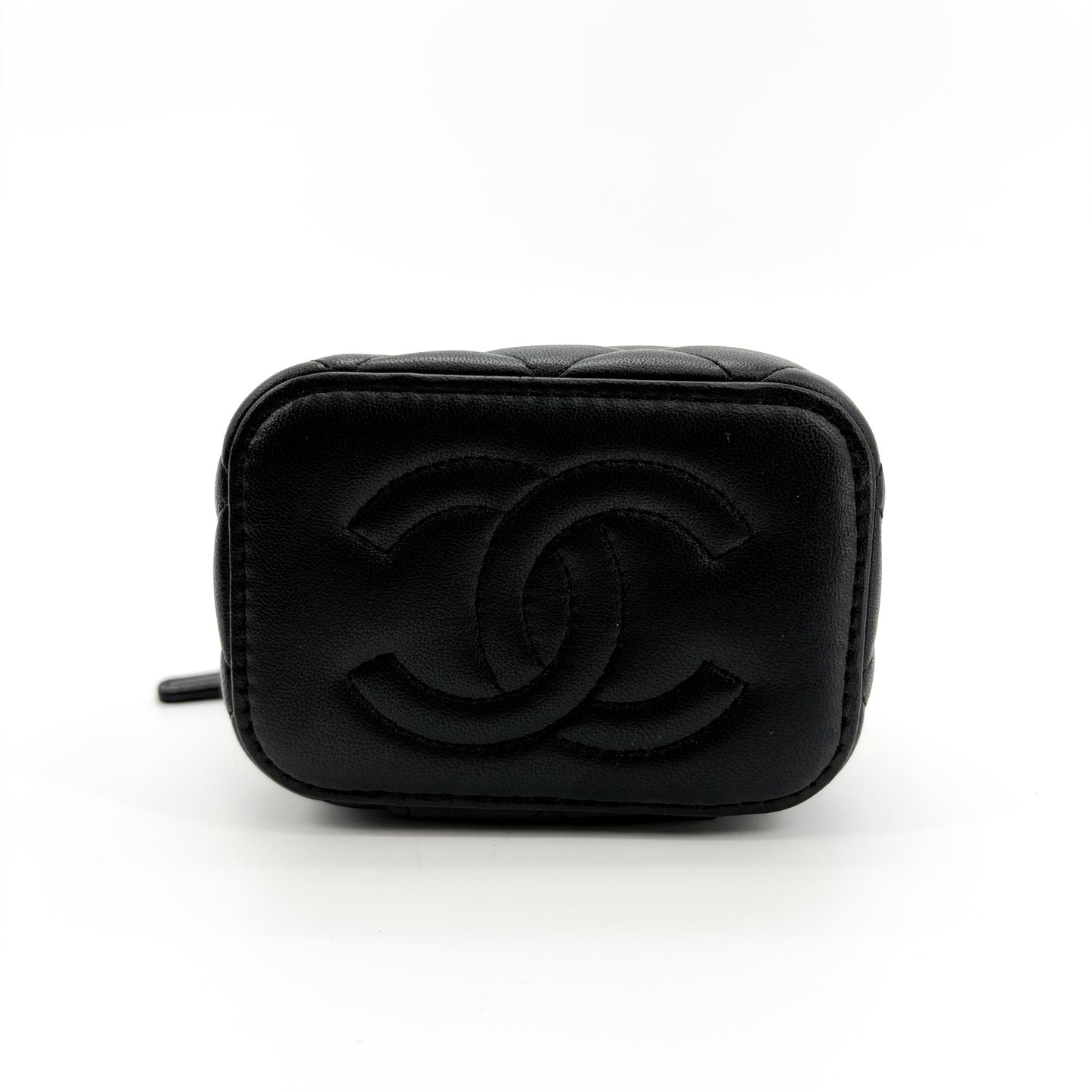 Chanel Mini Vanity Case with Handle Lambskin Gold Hardware Black