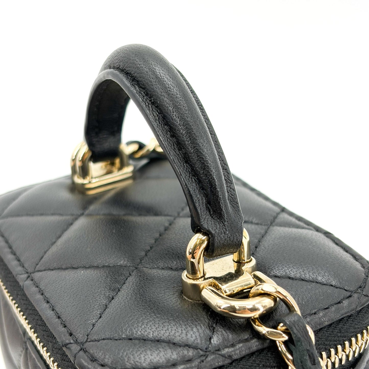 Chanel Mini Vanity Case with Handle Lambskin Gold Hardware Black