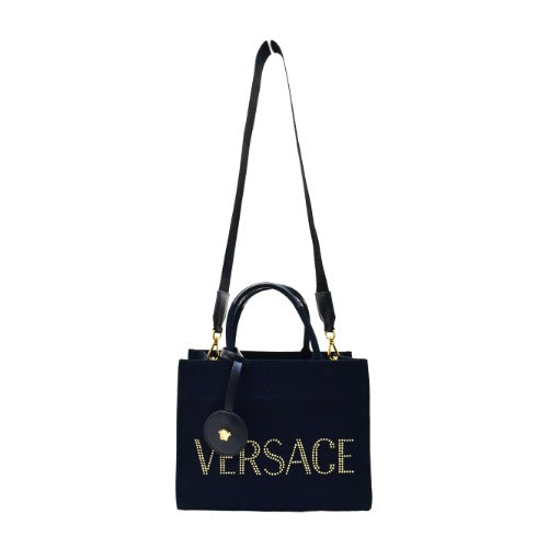 Versace Black Canvas Box Two-Way Bag