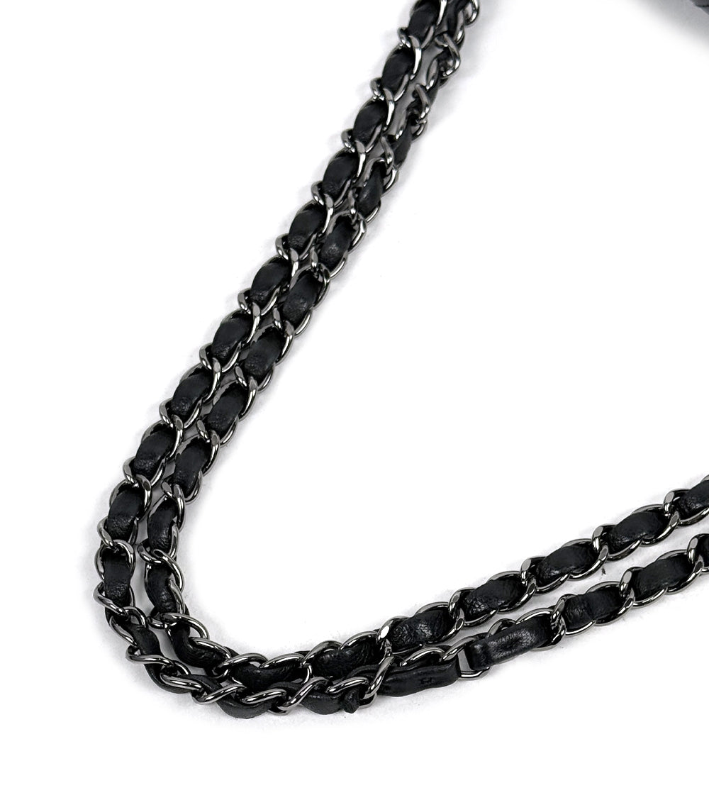 Chanel Black Faden Quilted CC Flap Chain Shoulder Bag