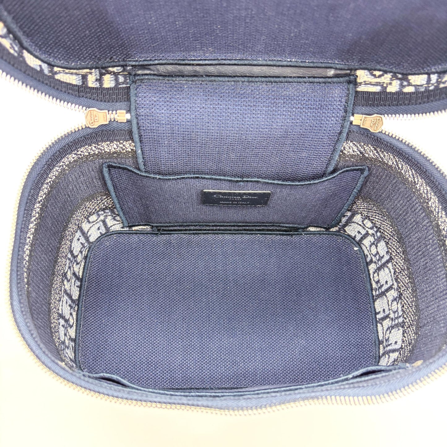 Dior Travel Vanity Case Blue Oblique Embroidered Canvas