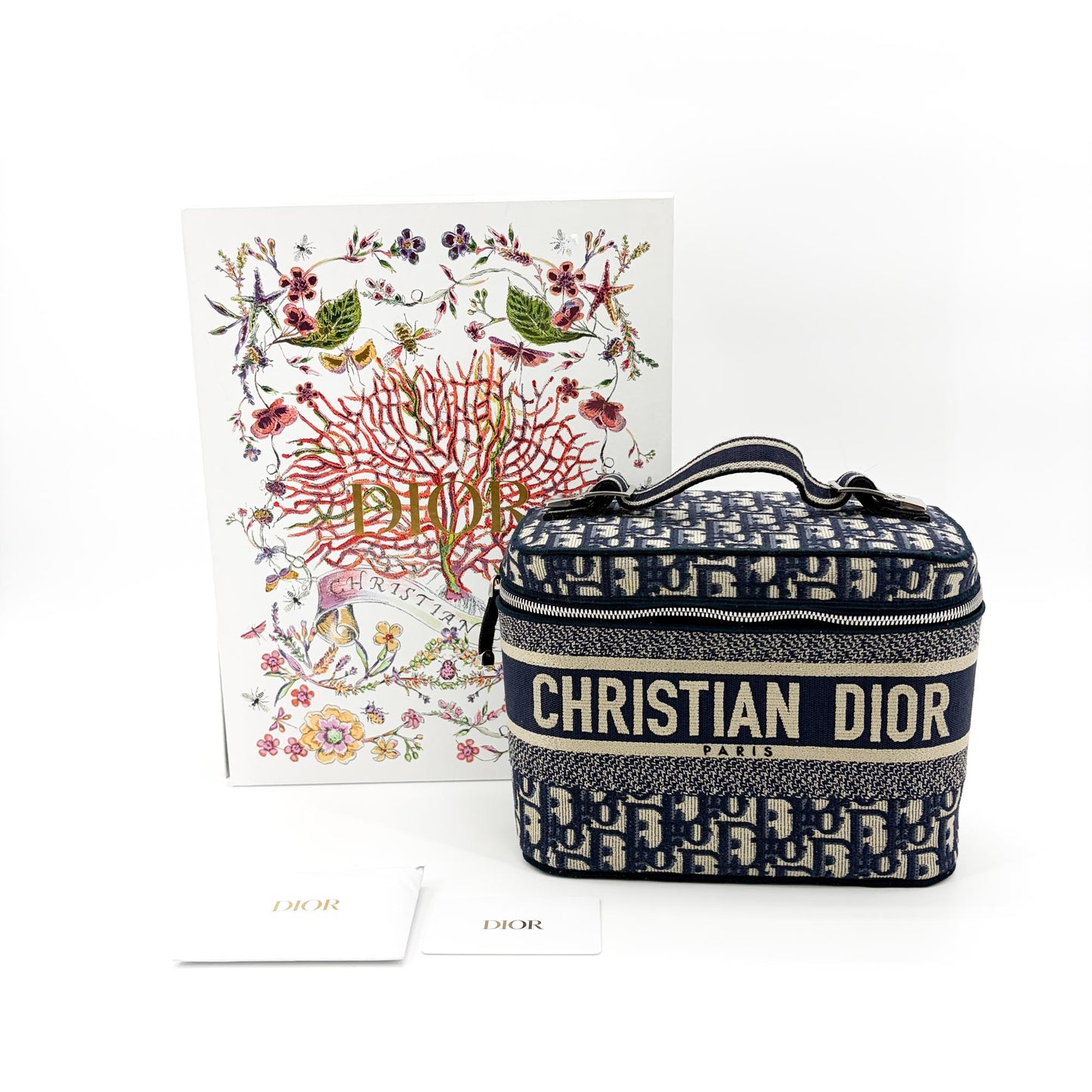 Dior Travel Vanity Case Blue Oblique Embroidered Canvas