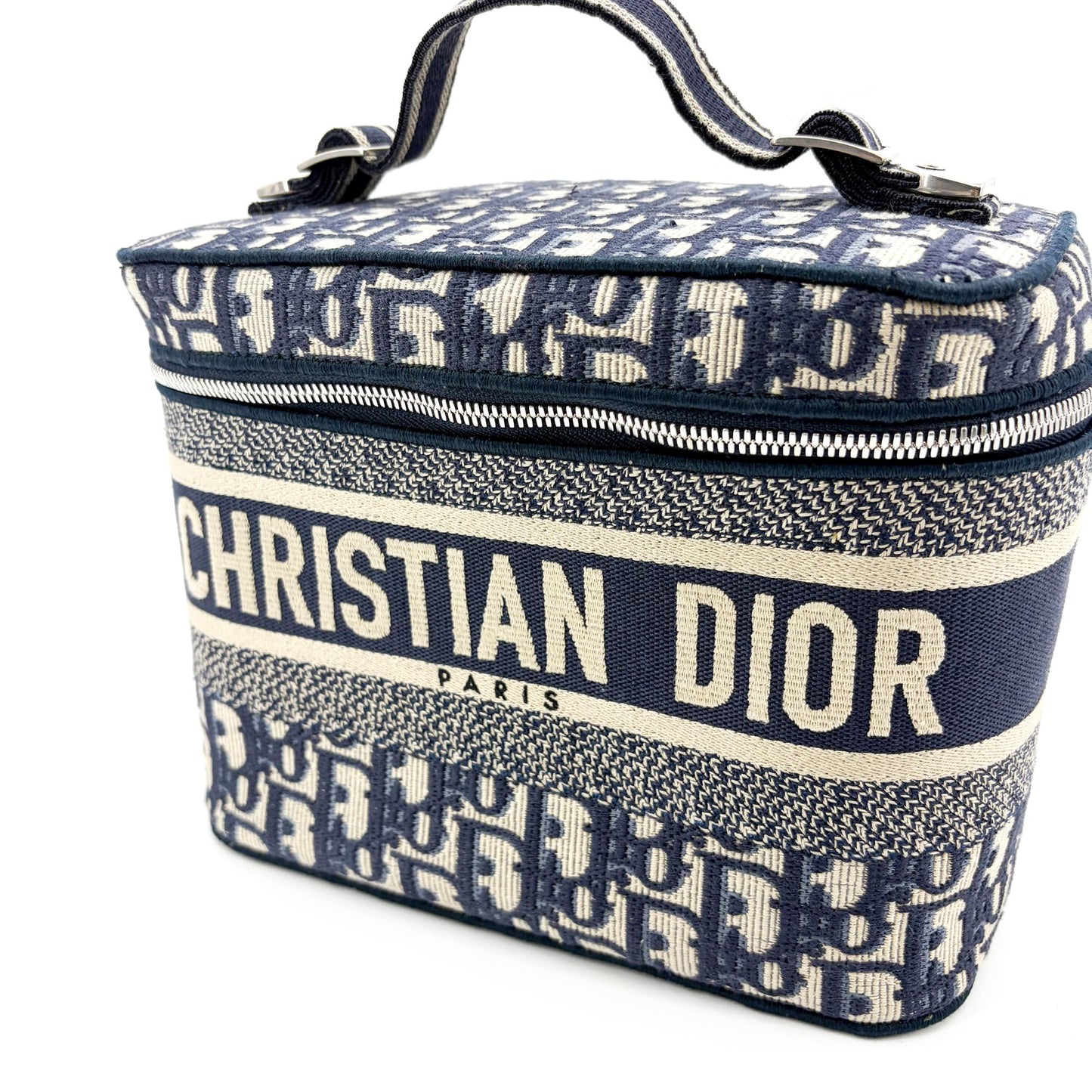 Dior Travel Vanity Case Blue Oblique Embroidered Canvas