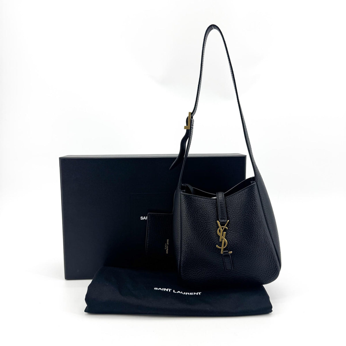 Saint Laurent Le 5 A 7 Mini Hobo Bag Black Gold Hardware