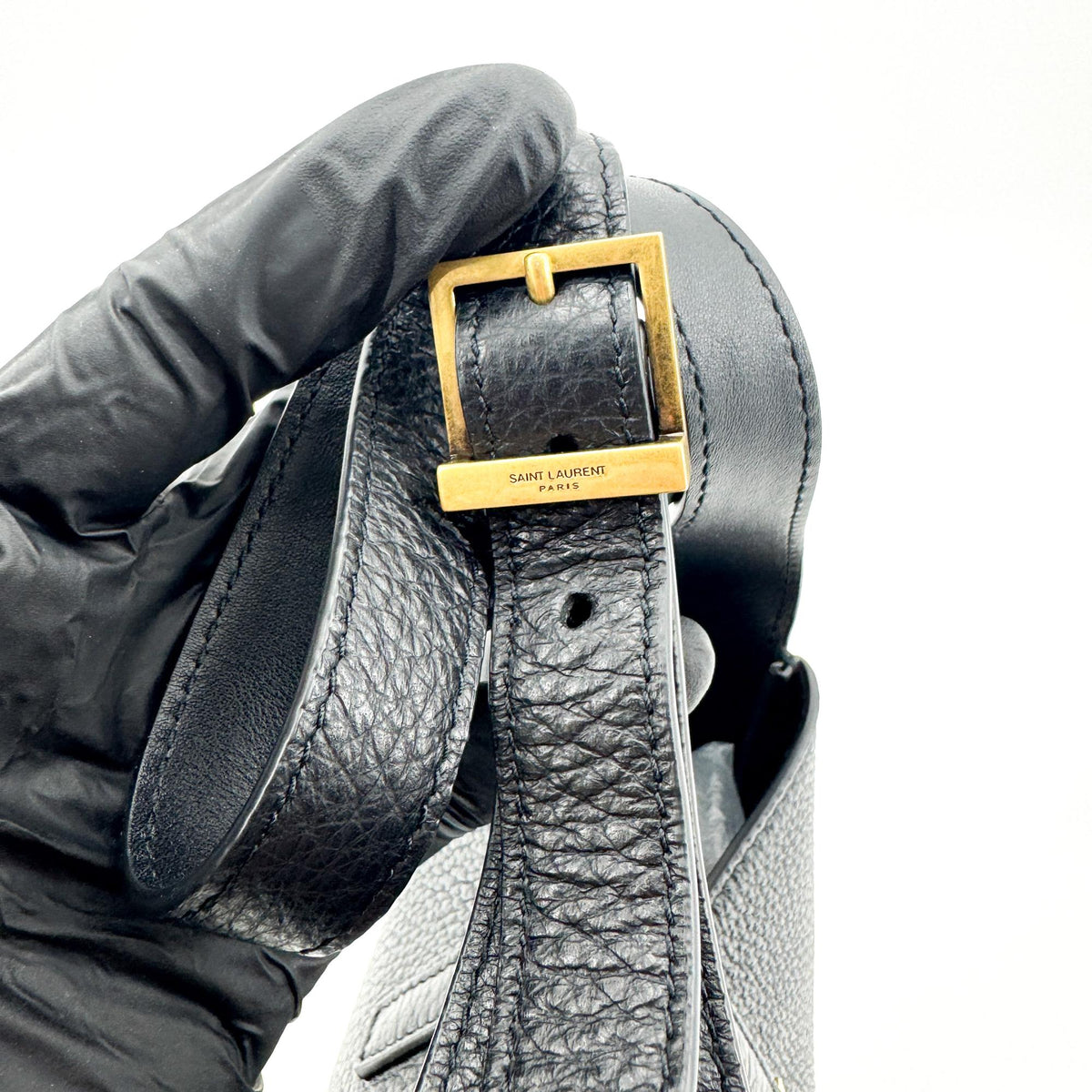 Saint Laurent Le 5 A 7 Mini Hobo Bag Black Gold Hardware