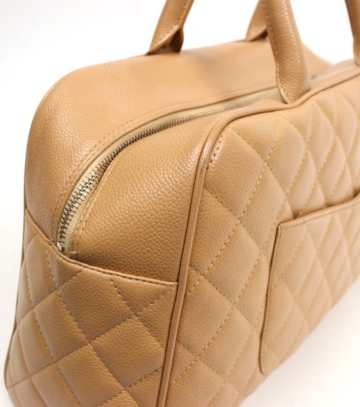Chanel Beige Caviar Big CC Bowling Tote