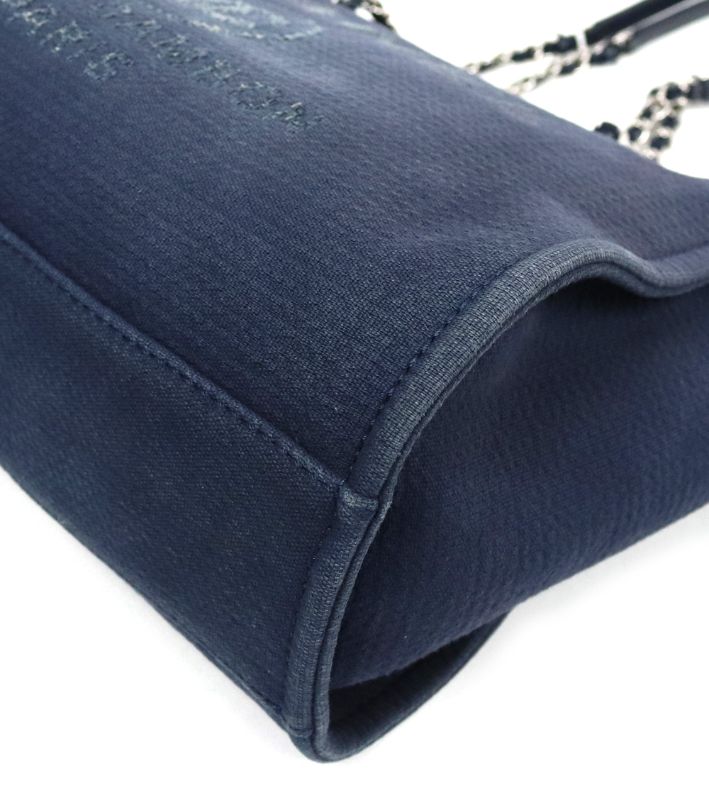 Chanel Navy Canvas Deauville Bag with Built-in Chip