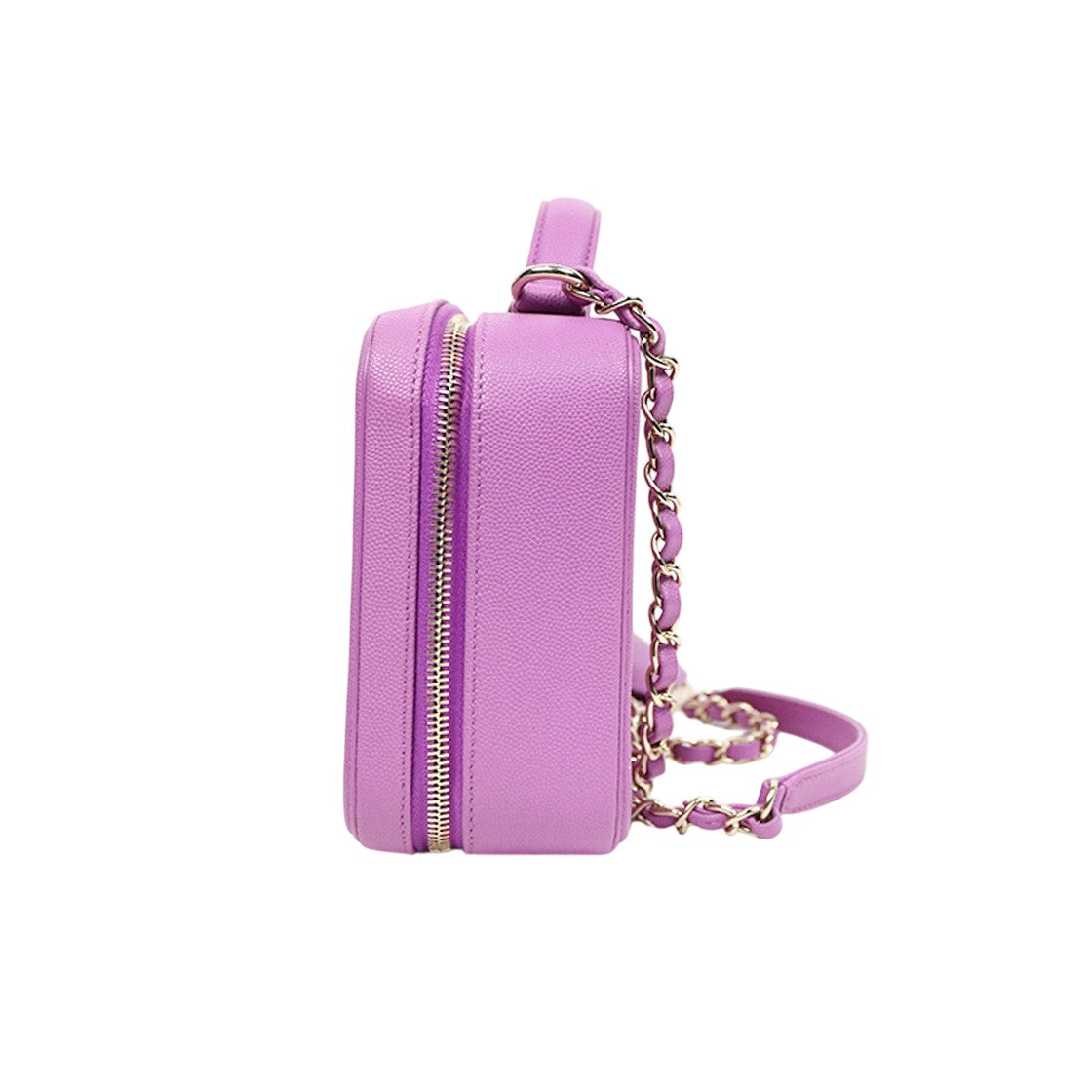 Chanel Purple Caviar Cosmetics Top-Handle Crossbody Bag