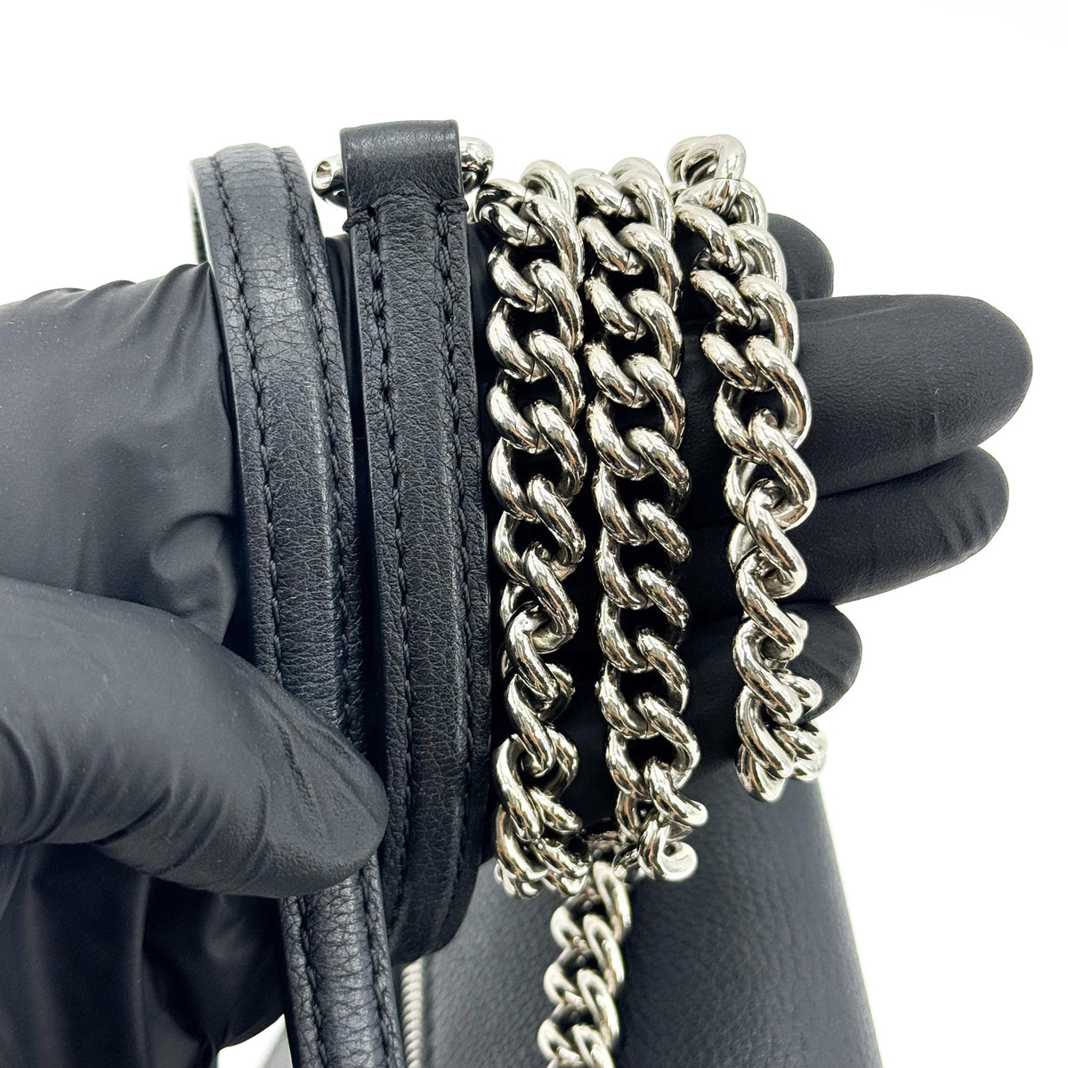 Louis Vuitton My Lock Me BB Chain Shoulder Bag Black Silver Hardware