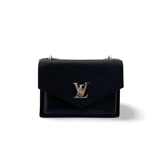 Louis Vuitton My Lock Me BB Chain Shoulder Bag Black Silver Hardware