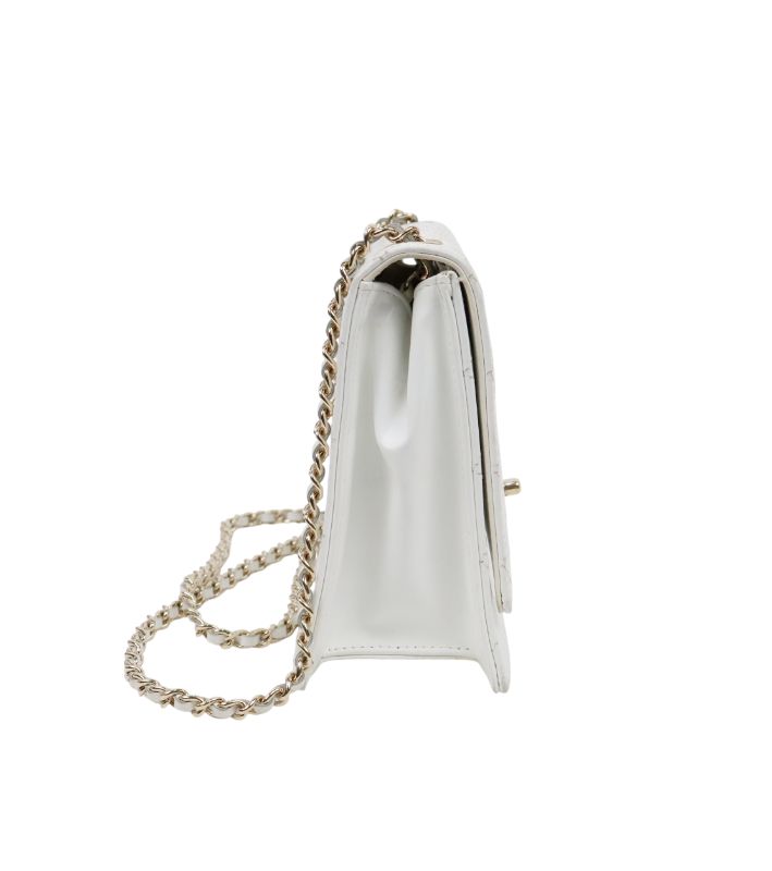 Chanel White Quilted CC Flap Chain Shoulder Bag