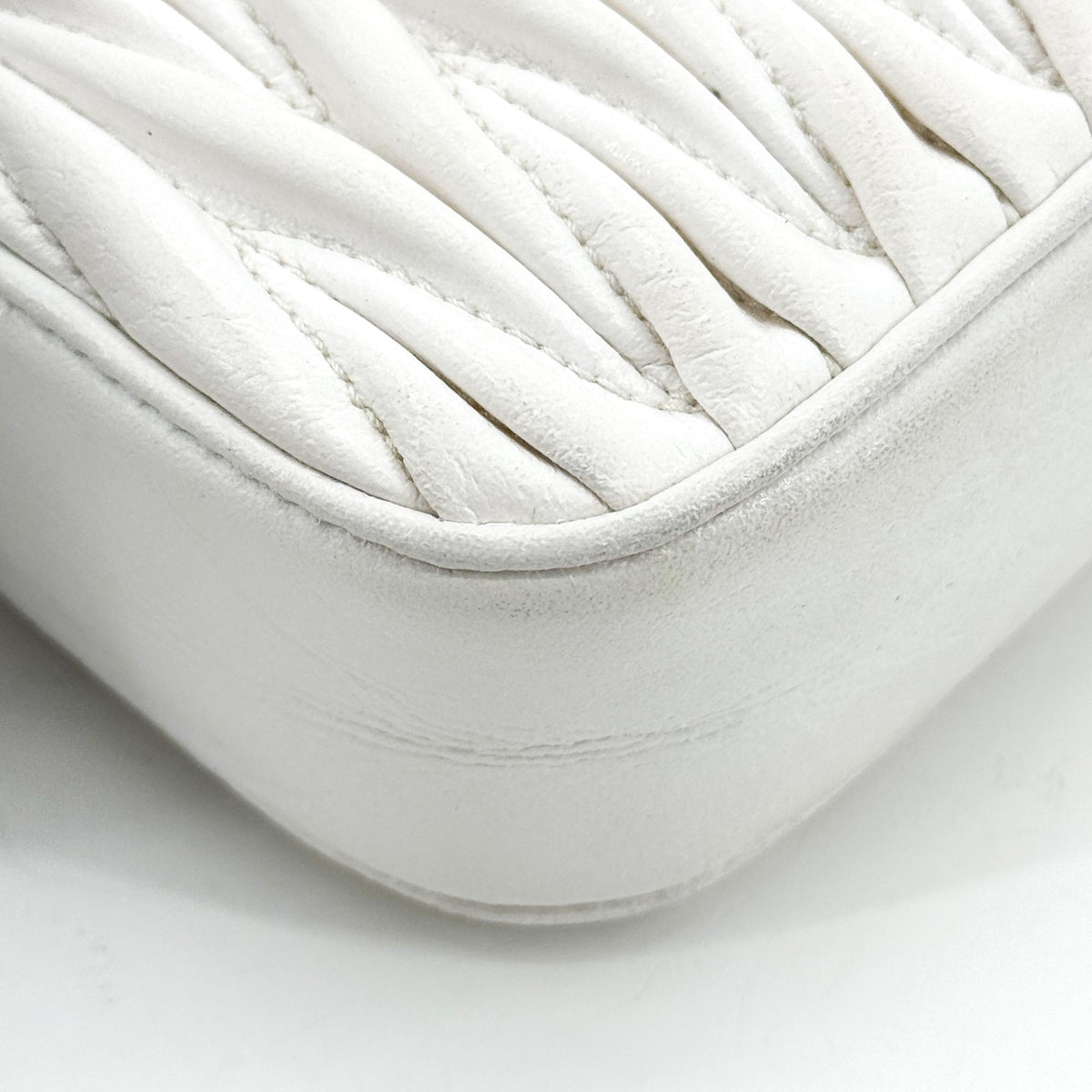 Miu Miu Matelassé Leather Mini Tote Bag White