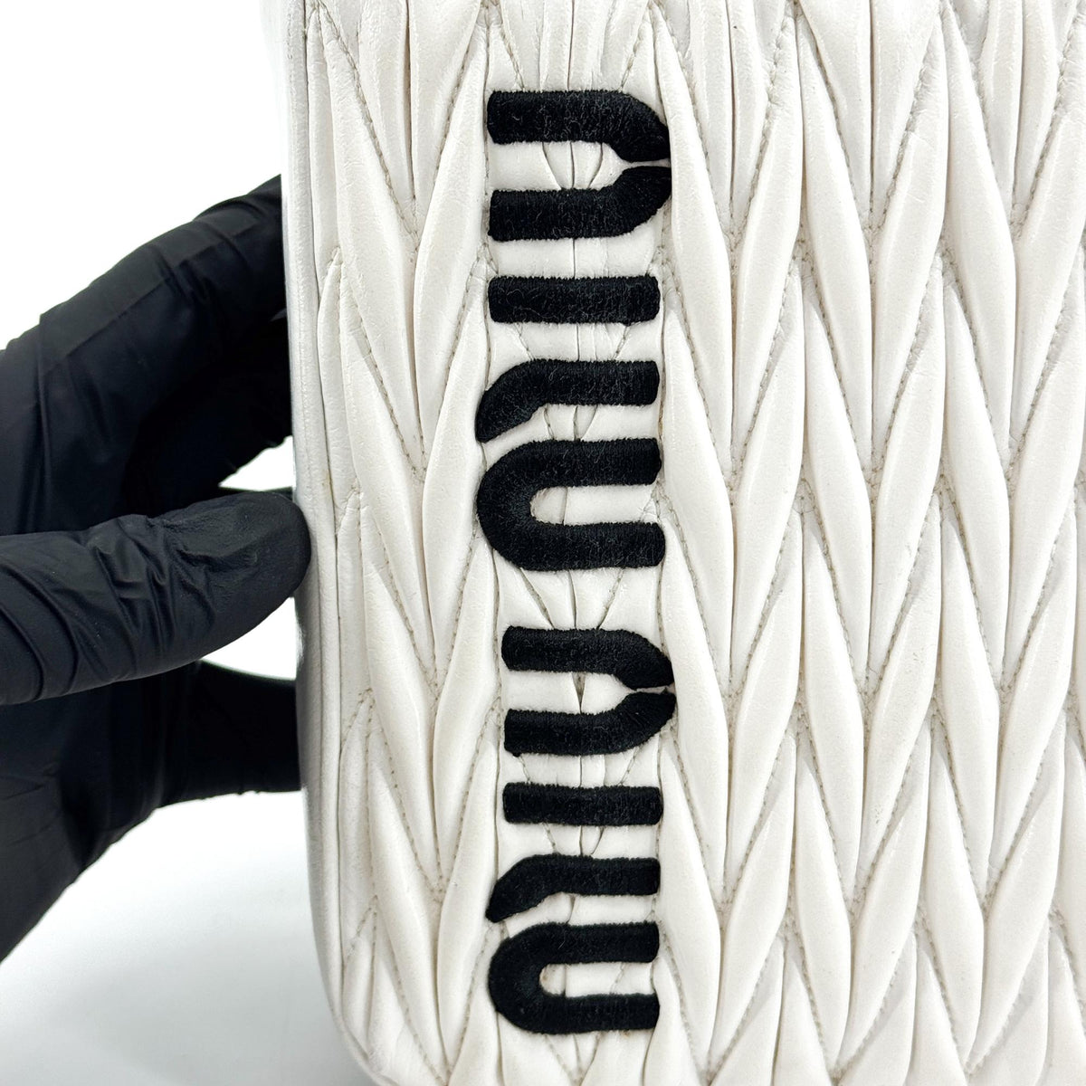 Miu Miu Matelassé Leather Mini Tote Bag White