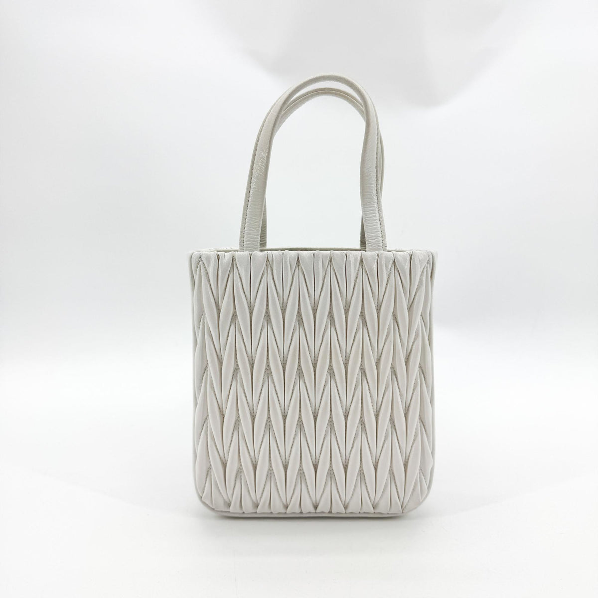 Miu Miu Matelassé Leather Mini Tote Bag White