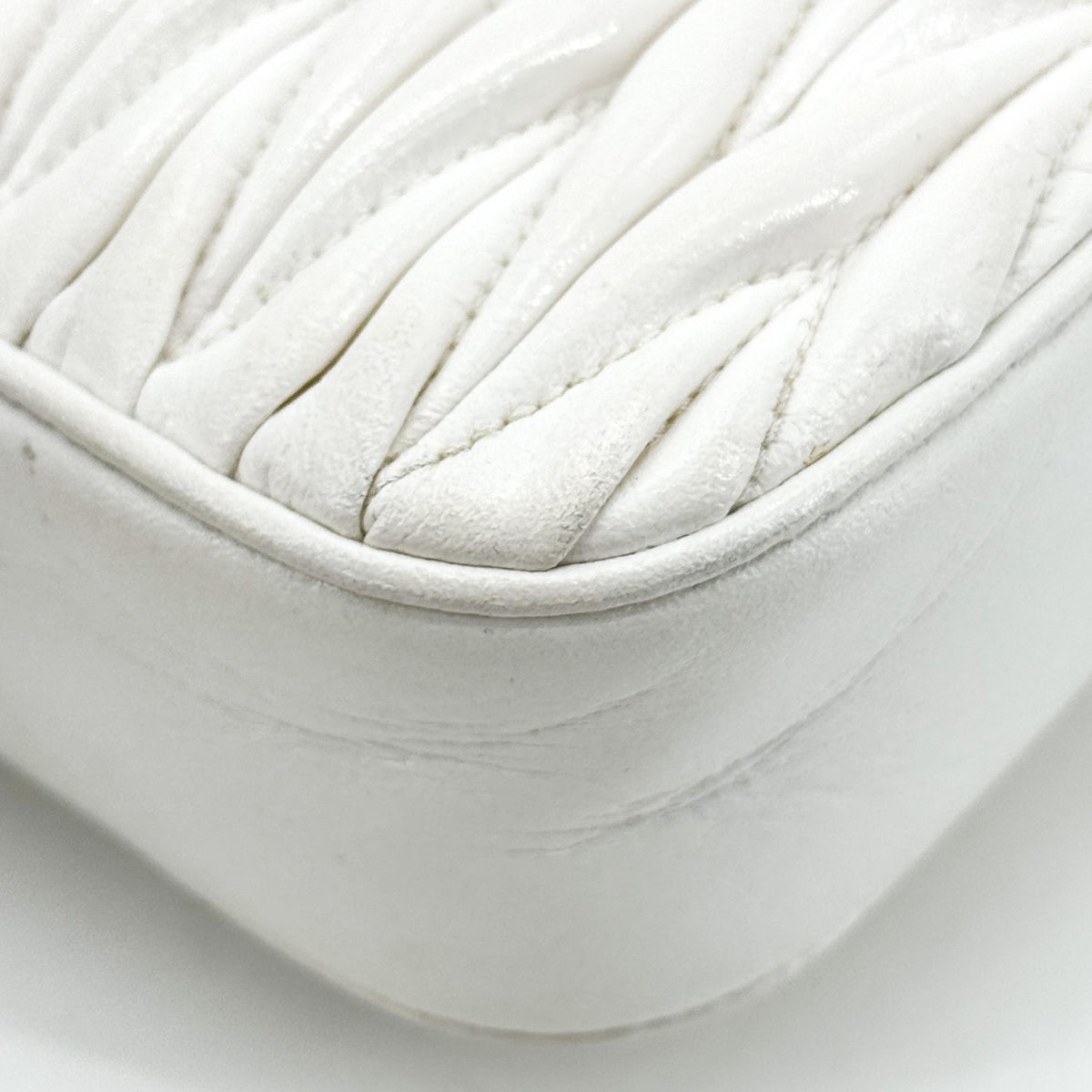 Miu Miu Matelassé Leather Mini Tote Bag White