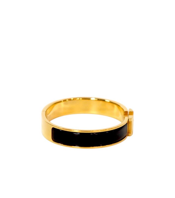Hermès Black Click-Ash Gold Bracelet