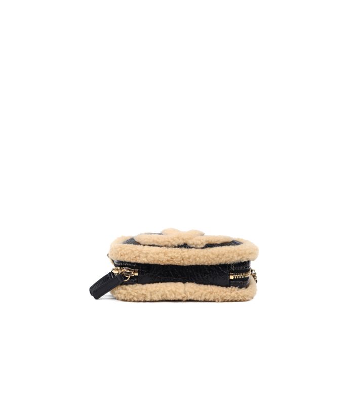 Chanel Black Shearling Big CC Belt Bag