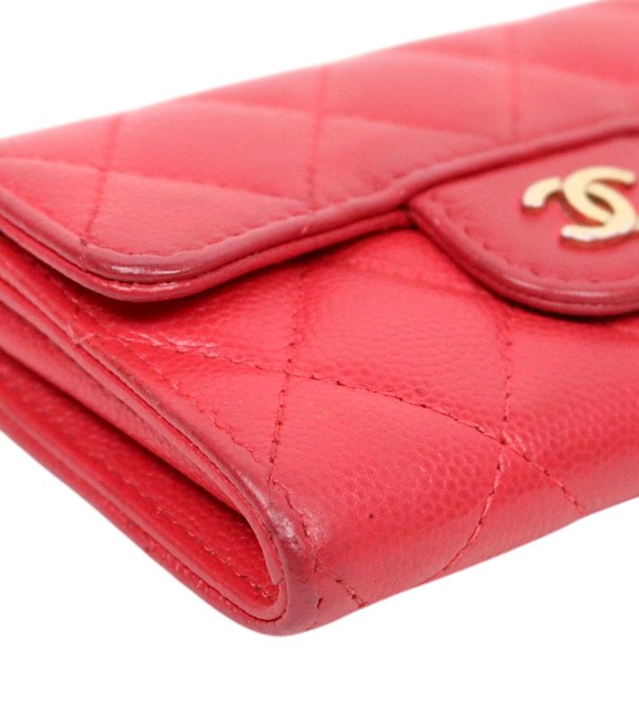 Chanel Red Caviar Skin Card Wallet
