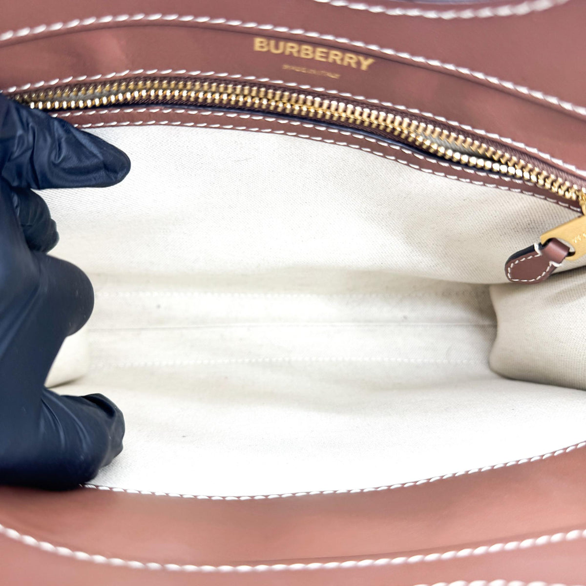 Burberry Mini Leather Pocket Bag Malt Brown