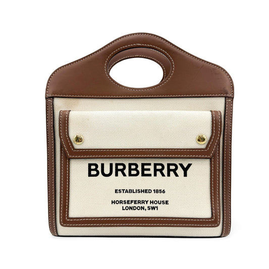 Burberry Mini Leather Pocket Bag Malt Brown
