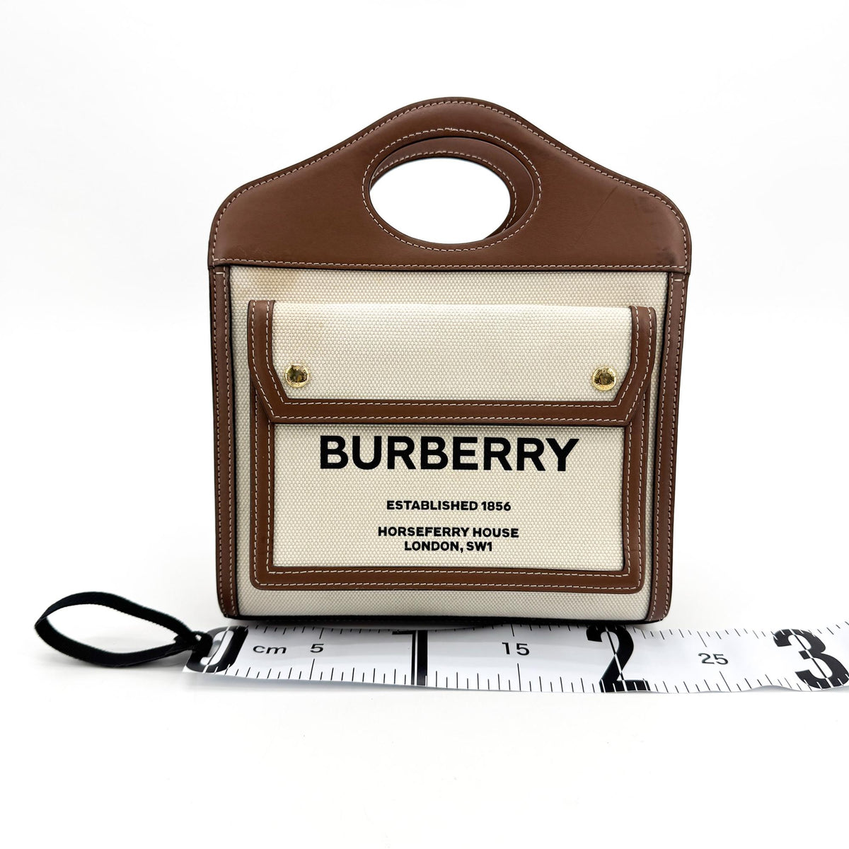 Burberry Mini Leather Pocket Bag Malt Brown