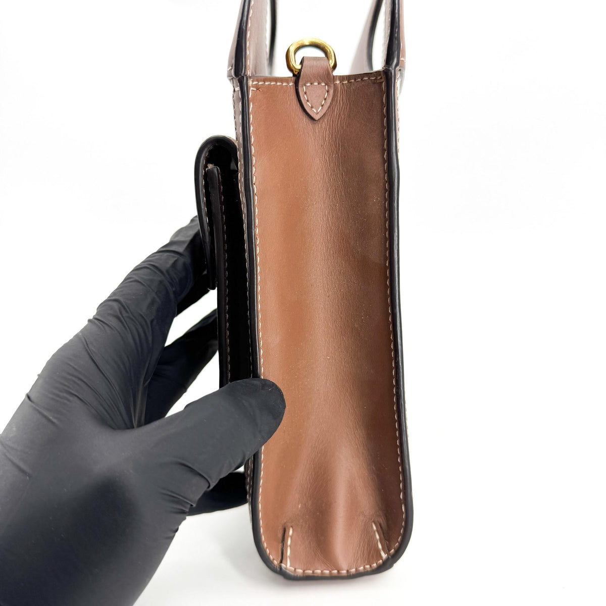Burberry Mini Leather Pocket Bag Malt Brown