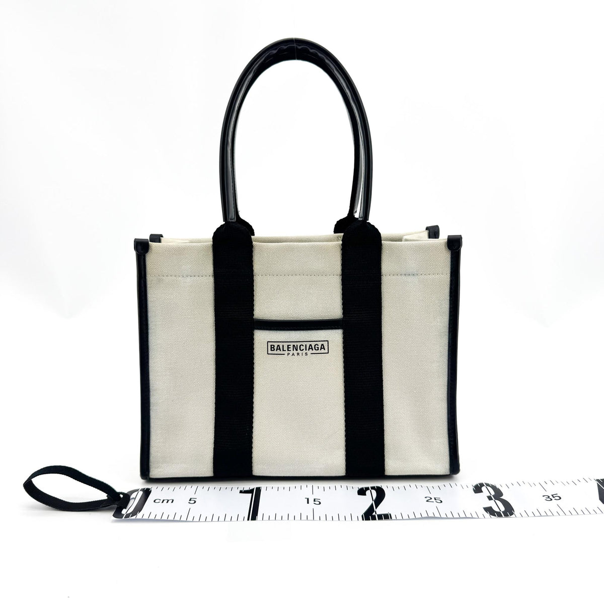 Balenciaga Navy Cabas XS Canvas Tote Bag Natural Black