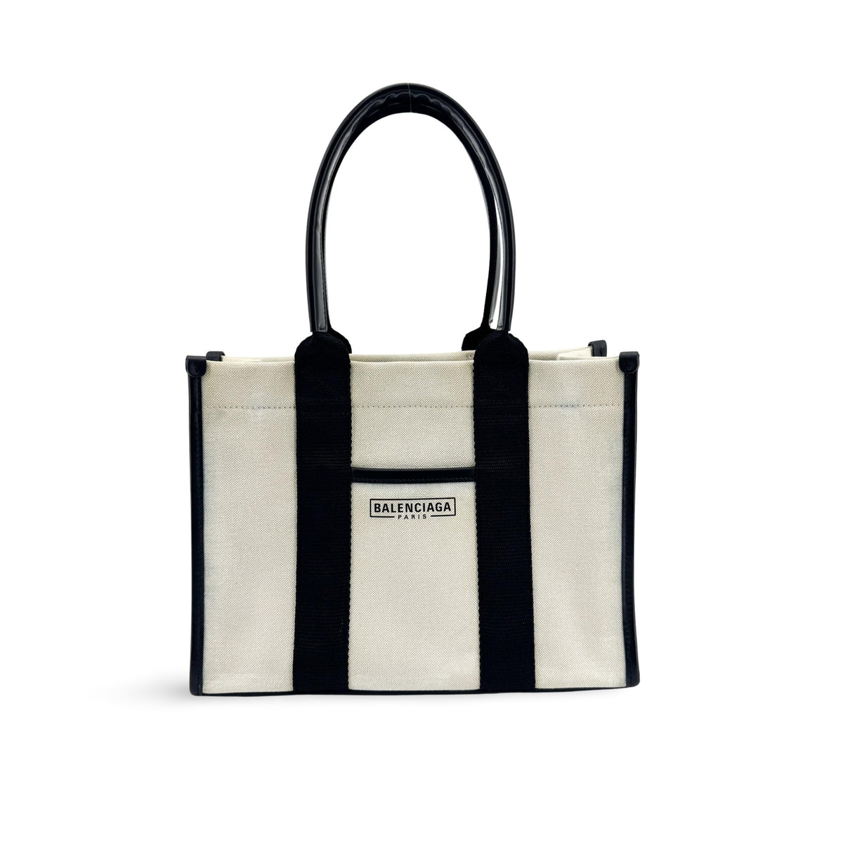 Balenciaga Navy Cabas XS Canvas Tote Bag Natural Black