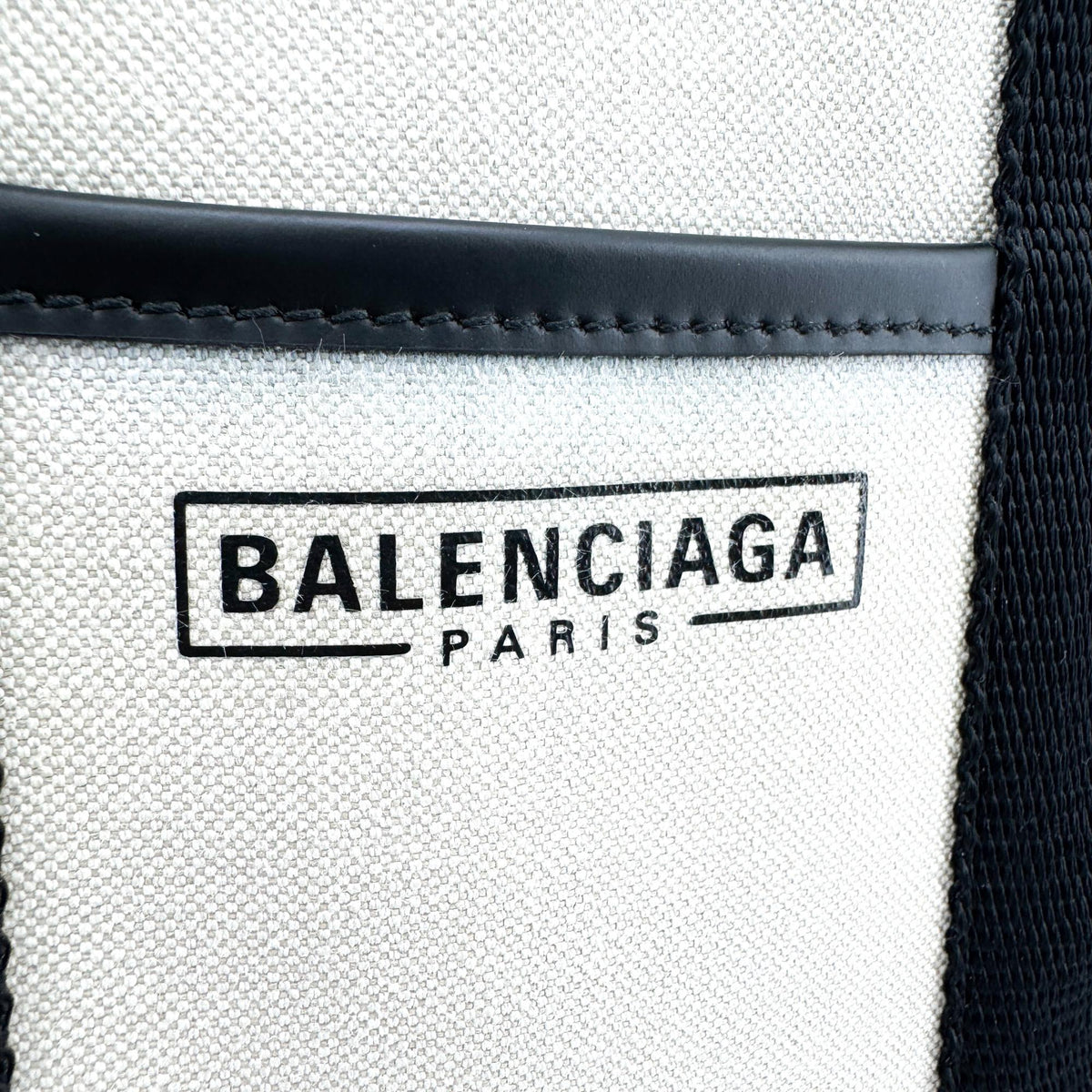Balenciaga Navy Cabas XS Canvas Tote Bag Natural Black