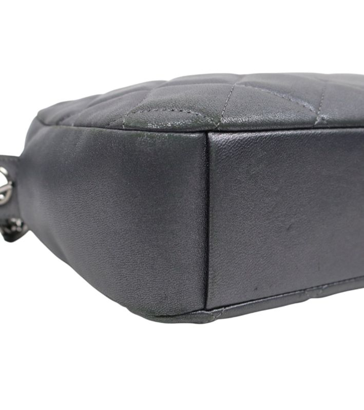 Chanel Metallic Silver Leather Camera Crossbody Bag
