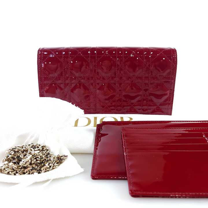 Lady Patent Cannage Chain Pouch Crossbody Bag S0204OVRB_M323